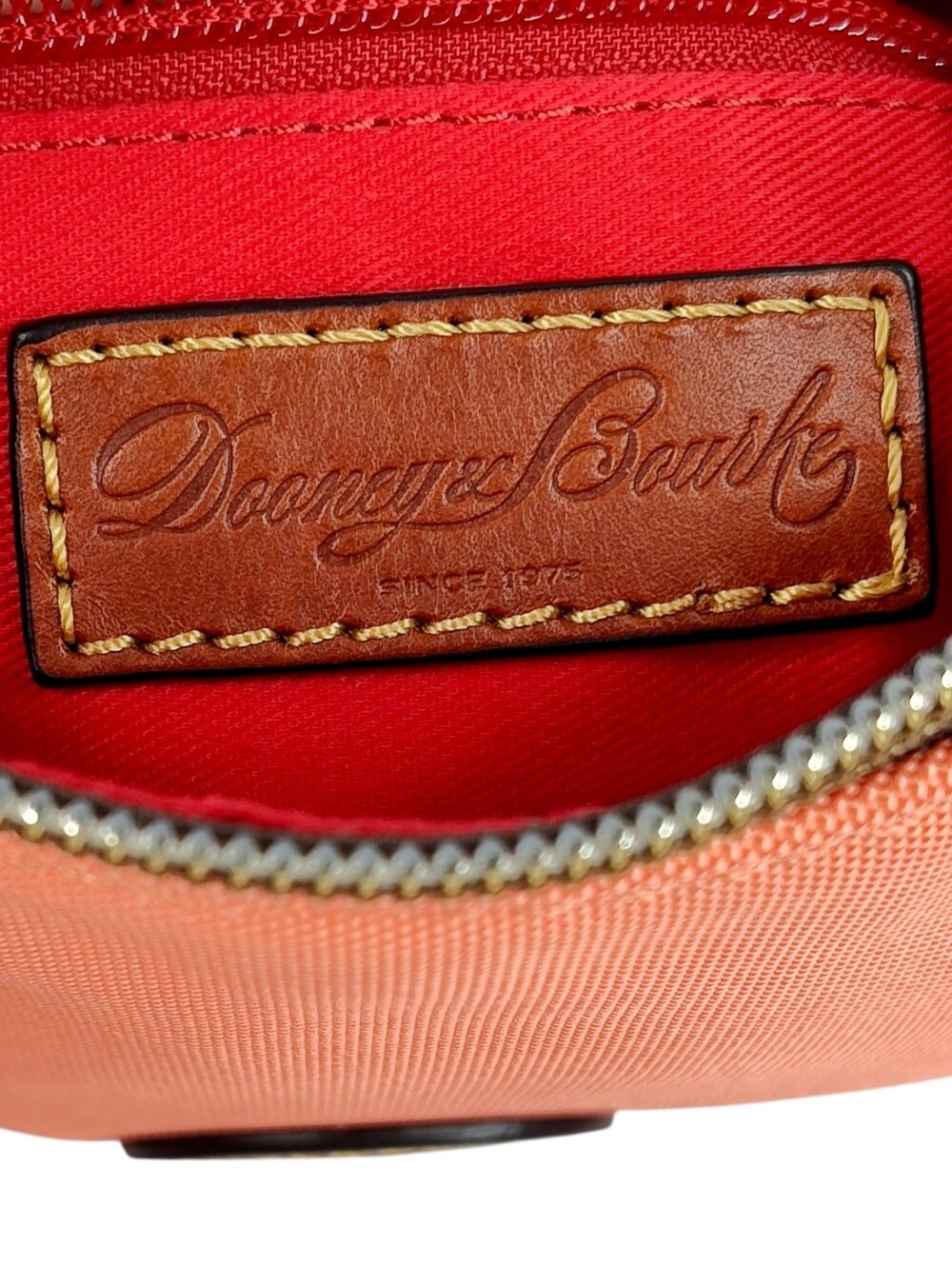 Dooney & Bourke Nylon with Leather Pouchette Crossbody Bag – Peach NEW - Picture 7 of 15